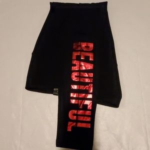 New York & Company Black & Red Yoga Leggings Med
